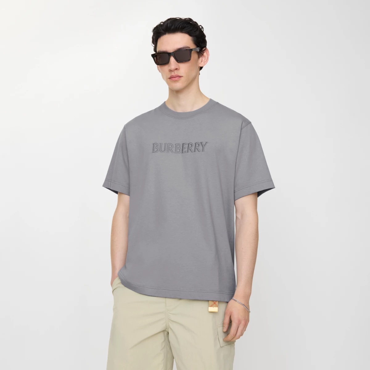 burberry logo embroidery cotton t-shirt